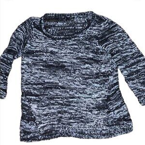 Eileen Fisher Cotton Blend Knit Sweater Top SIze SP Blue Crew Neck
